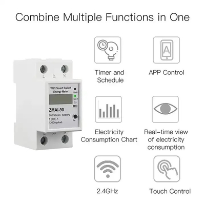 Glomarket Wifi Tuya/Smart Life App Fernbedienung Smart Circuit Protector Relais Gerät Schalter Brecher Energiezähler