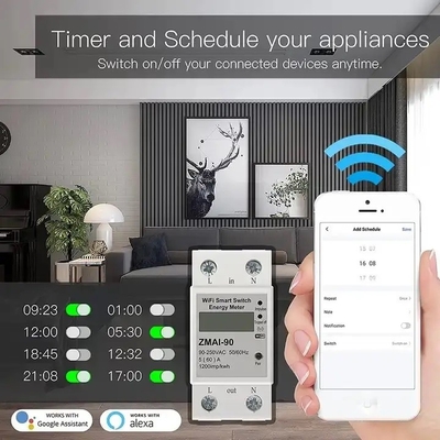 Glomarket Wifi Tuya/Smart Life App Fernbedienung Smart Circuit Protector Relais Gerät Schalter Brecher Energiezähler