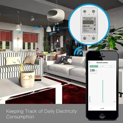 Glomarket Wifi Tuya/Smart Life App Fernbedienung Smart Circuit Protector Relais Gerät Schalter Brecher Energiezähler