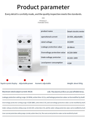 Glomarket Wifi Tuya/Smart Life App Fernbedienung Smart Circuit Protector Relais Gerät Schalter Brecher Energiezähler