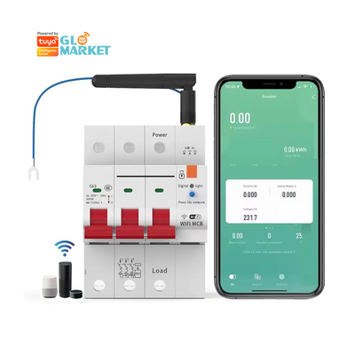 Glomarket Wifi-Schaltkreislaufschalter Smart Switch Tuya Smart 1p 2p 3p 4p Smart Home System Elektrischer Schaltkreislauf 4P MCB-Schaltkreislaufschalter